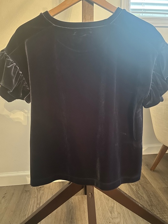 Madewell Velvet Puff-Sleeve Tee in Navy Blue - Picture 3 of 3